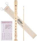 Eastar Soprano Recorder Instrument for Kids Beginner, Baroque Fingering C Key with Cleaning Kit, Thumb Rest, Cotton Bag, Fingering Chart, ERS-21BN, Natural, School-Approved by TinyTreasures Baby Boutique