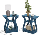 End Tables Living Room Set of 2,End Table with Charging Station and USB,Navy Blue Side Table, Nightstand for Bedroom,3 Tier End Table with Storage Shelf for Living Room Navy Blue by CozyNest Decor