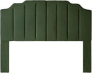 24KF Dark Green Teddy Fabric Tufted for Queen Upholstered Headboard, Modern Vertical Channel Design Full Headboard with Stepped Silhouette Top Edge, 6026-Q-Teddy Dark Green by CozyNest Decor