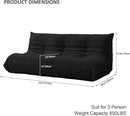Luxury Sofa Couch Chair, Lazy Floor Seating, Fireside Bean Bag Chair, Ergonomic Tatami Sofa Lounger for Living Room, Bedroom, Office, 3 Seat, Black by CozyNest Decor