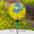 10" Diameter Solar Gazing Ball and 8.5" Metal Stand Indoor Outdoor Glass Globe Sphere Yard Art Ornament Solar Gazing Balls for Garden,Lawn,Porch,Patio Gardening Gift for Women(Yellow) by CozyNest Decor