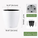 Dexceder 15x14 Self Watering Planter with Wheels Indoor Outdoor, Inner Pot Design, Thickened Large Floor Standing Flower Plant Pot with Water Level Indicator (White Matte) by CozyNest Decor