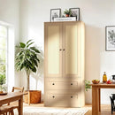 Rattan Oak Kitchen Pantry, 64.2" Tall Storage Cabinet with Doors and Drawers, Freestanding Wooden Storage Organizer for Kitchen, Dining Room by CozyNest Decor