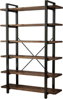 Solid Wood Bookcase and Book Shelves Wood and Metal Shelving Unit 6 Tier Bookshelf Modern Rustic Open Bookshelf Office,Distressed Brown (AY-02-6Tier) by CozyNest Decor