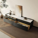 POVISON Fully-Assembled Mid Century Glossy Sintered Stone TV Stand, 78.74" Wood Media Console with Adjustable LED Light, Entertainment Center with Storage for Living Room by CozyNest Decor