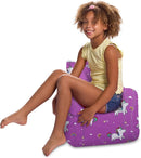 Posh Creations Bean Bag Chair Structured Seat for Toddlers and Kids, Comfy Chair for Gaming, Reading, and Watching TV for Children, Pasadena Chair, Canvas - Unicorn Rainbows on Purple by TinyTreasures Baby Boutique