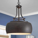 WUZUPS Chandelier Rustic Farmhouse Industrial Round Ceiling Pendant LED Light Fixture with Open Bottom Drum Shade, H 15.7" x W 13.4", Distressed Rust by CozyNest Decor
