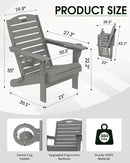 Adirondack Chairs Set of 2, Outdoor Fire Pit Chairs, HDPE All-Weather Adirondack Chairs with Cup Holder, Lawn Chair for Deck, Patio, Garden (Grey) by GreenHaven Gardens