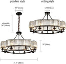 Farmhouse Crytal Chandeliers Dining Room Pendant Light Fixture Black Chandelier with K9 Crystal for Living Room Dining Room Foyer High Ceiling by CozyNest Decor