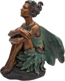 Copper Toned Fairy Holding Knees with Blue Accents Garden Statue, Whimsical Outdoor Decor, 13 Inches by CozyNest Decor