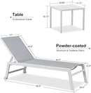 PURPLE LEAF Oversize Outdoor Chaise Lounge Set of 4 Outdoor White Aluminum Lounge Chairs with Side Table and Wheels Patio Lounge Chair for Yard Pool Deck, Bluish-Gray by GreenHaven Gardens
