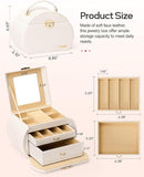 Homde Girls Jewelry Box Jewelry Storage Case Organizer with Mirror for Rings, Earrings, Bracelets, Necklaces (White + Gold) by TinyTreasures Baby Boutique