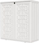 HOMSPARK Indoor/Outdoor Storage Cabinet with Doors and Shelf, 34”x16”x36” HDPE Plastic Storage Box for Patio, Bedroom, Bathroom, Living Room, Balcony, Multi-Purpose for Daily Tools, White by GreenHaven Gardens