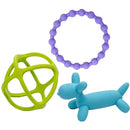 WeeSprout Silicone Baby Teether Toys for Infant Babies and Toddlers, Cute Ring, Puppy Dog, and Ball, Soft and Flexible, BPA Free, Boys and Girls (Bright Green, Purple & Blue) by TinyTreasures Baby Boutique