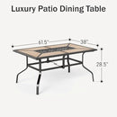 PHI VILLA Outdoor Dining Table for 6, Rectangular Metal Wrought Iron Table with Polywood Tabletop and Umbrella Hole, Large Heavy-Duty Furniture for Patio, Deck, Yard, Porch by GreenHaven Gardens