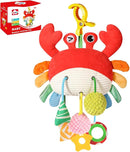Car Seat Toys for Babies 0–12 Months, Hanging Infant Plush Rattle Toy with Mirror & Crinkle Clip-On Activity Toy for Car Seat, Stroller, Crib & Play Gym Baby Gift for Boys & Girls by TinyTreasures Baby Boutique