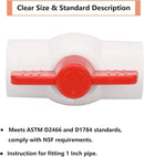 4Pcs 1" PVC Ball Valve Water Pipe Shut-off Valve Socket with Red T-Handle for Cold Water Supply lines, Irrigation Pipe fitting System(Socket x Socket), Schedule 40 by GreenHaven Gardens
