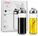 Aelga Olive Oil Dispenser - 14 OZ Glass Oil and Vinegar Dispenser Bottles Set for Kitchen No Drip-Set of 2 by CozyNest Decor