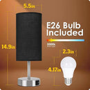 Bedside Lamp with USB Port - Touch Control Table Lamp for Bedroom Wood 3 Way Dimmable Nightstand Lamp with Round Black Shade for Living Room, Dorm, Home Office (LED Bulb Included) (Blacl2) by CozyNest Decor