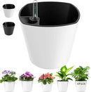 7 inch Plant Pots 6-Pack, Self Watering Flower Pots Indoor Outdoor, African Violet Pots Planters with Drainage Hole Saucer Reservoir, White by GreenHaven Gardens