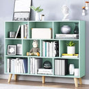 IOTXY Wooden Open Shelf Bookcase - 3-Tier Floor Standing Display Cabinet Rack with Legs, 10 Cubes Bookshelf, Tiffany-Green by CozyNest Decor