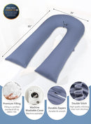 Meiz Pregnancy Pillows, Cooling Silky Pregnancy Pillows for Sleeping, 65" U Shaped Full Body Maternity Pillow for Pregnant Women, with Washable Jersey Cotton Cover, Blue by TinyTreasures Baby Boutique