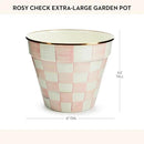 MACKENZIE-CHILDS Enamel Garden Pot, Decorative Pot for Plants, Outdoor Flowerpot Decor, Extra Large, Pink-and-White Rosy Check by GreenHaven Gardens