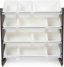 Humble Crew Kids Toy Storage Organizer with 12 Plastic Bins, Espresso/White – Removable Bins for Playroom, Bedroom, Toddler Furniture for Boys and Girls Ages by TinyTreasures Baby Boutique