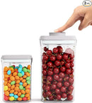 Airtight Pop Food Containers, 2-Piece Leakproof Cereal Containers Pantry Storage Containers with Lids - (2.0 Qt & 0.9 Qt) by CozyNest Decor