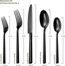 Alata Potter Black 20-Piece Forged Silverware Set with Utensil-Serving Set, Service for 4, Stainless Steel Flatware Set, Modern Design with Mirror Finish, Ideal for Home, Kitchen, Party, Camping by CozyNest Decor