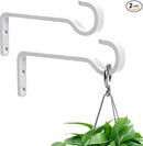 6 Inch 2 Pack Heavy Duty Outdoor Plant Hangers for Hanging Baskets, Iron Hanging Plant Brackets, Metal Plant Wall Hooks for Lantern, Bird Feeder, Windchime, White by GreenHaven Gardens