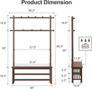 Coat Rack with Shoe Storage, Wooden Hall Tree with Bench, 11 Hooks and 2-Tier Storage Shelves, 3-in-1, Entryway Bench with Coat Rack (39.3"-Walnut) by CozyNest Decor