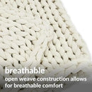 Nuzzie Chunky Knit Blanket - Breathable, Cooling, Hand Made Knit Throw Blanket for Sleep - Machine Washable, Stylish Decor Design (Cream, Full | 16lbs | 48"x72") by CozyNest Decor