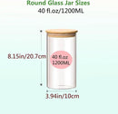 Round Glass Jars Canister with Wood Lid 40 FL OZ [Set of 3], Container Jar with Sealing, Lids for Oat Pasta Flour Cereal Rice Sugar Tea Coffee Beans, Best for Kitchen & Pantry by CozyNest Decor