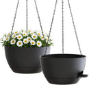 10 Inch Hanging Planters with Chains 2 Pack Self Watering Black Plastic Hanging Pots for Indoor Outdoor Plants, Garden Porch Home Decor (Black) by GreenHaven Gardens
