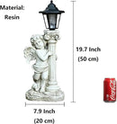 Angel Statue with Solar Lights (Left) 19.7 Inch, Outdoor Solar Angel Garden Statue with Roma Pillar for Garden Lawn Deocr, Christian Religious Gift by GreenHaven Gardens