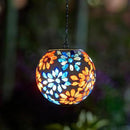 Solar Lanterns Outdoor Waterproof, Hanging Mosaic Flower Solar Lantern with Hook, Hanging Gazing Ball Globe Lantern for Garden Patio Yard Decor by GreenHaven Gardens