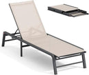 Aluminum Chaise Lounge Chair Outdoor, Foldable Patio Lounge Chair Assemble-Free, Pool Lounge Chairs with 5 Adjustable Backrest, Outdoor Lounge Chairs for Outside Poolside Beach Lawn Beige by GreenHaven Gardens