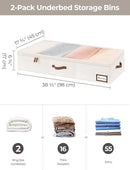 StorageWorks Extra Large Under Bed Storage Containers with Handles and Label Holder, 2 Pack Ultra-thick Fabric Underbed Bins, Closet Organizer for Clothes, Blankets, Sweater by CozyNest Decor