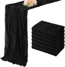 10FT 6 Pack Black Cheesecloth Table Runner 20 x 120 Inch Long Boho Fabric Rustic Cheese Cloth Table Runner for Wedding Bridal Shower Baby Shower Gauze Sheer Birthday Party Table Decorations by CozyNest Decor
