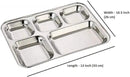 Extra Large Premium Stainless Steel Dinner Plates, 5 Compartments, Set of 2 | Eco Friendly Dinnerwear for Camping, Portion Control, Meal Prep, Lunch, and Party by CozyNest Decor