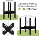 Adjustable Plant Stand, Bamboo Plant Stand Indoor with Tray, Wood Plant Stand for 8 to 12 inches Flower Pots, Single Mid Century Modern Plant Stand for Indoor Plants, Black by GreenHaven Gardens