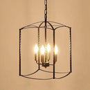 Farmhouse 4 Lights Pendant Light, Industrial Black Lantern Chandelier with E12 Gold Base Metal Cage Rustic Geometric Hanging Light Fixtures for Kitchen Island Foyer Entryway Dining Room by CozyNest Decor
