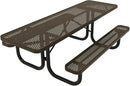 Coated Outdoor Furniture Heavy-Duty Portable ADA-Compliant Outdoor Picnic Table, Punched Steel Patio Dining Furniture Made in America (8ft Rectangular, Both-Side Handicap, Textured Brown) by GreenHaven Gardens