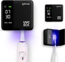 UV Toothbrush Sanitizer Holder & Cleaner with LED Clock Display & Hot Air Drying – Wall-Mounted UV Tooth Brush Holder for Bathroom Decor, Travel Use, Rechargeable Portable Design, Fits All Brushes by CozyNest Decor