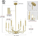 Modern Gold Farmhouse Chandeliers, 8-Light Industrial Metal Chandelier Lighting, Classic Candle Hanging Pendant Light Fixtures for Kitchen Bedroom, Dining Room, Living Room,Foyer by CozyNest Decor