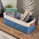 OrganiHaus Narrow Storage Bins 15x06in, Small Closet Bins for Shelves, Bathroom Storage Baskets for Shelves, Narrow Baskets, Fabric Organizer with Handles, Toilet Paper Organizer - 2 Pack, Navy Blue by TinyTreasures Baby Boutique