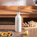Sweejar Large Olive Oil Dispenser Bottle with Spout, 24 Oz Ceramic Oil Dispenser for Kitchen, Relief Opaque Oil Cruet, Oil Container for Cooking, EVOO, Avocado Oil, Vinegar, Pack of 1 (White) by CozyNest Decor