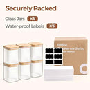 ComSaf 0.8 Qt Glass Food Storage Jars Set of 6, Clear Storage Containers with Airtight Lids, Pantry Organization Jar, Spice Jar, Blooming Tea, Oat, Coffee and Sugar Container, Canister Set for Kitchen by CozyNest Decor