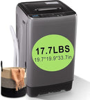 17.7 lbs Full Automatic Washing Machine with LED Display Compact Drain Dump, 10 Wash Programs and 8 Water Levels Ideal for Dorms, Apartments, RV, Grey (KB03-GREY6-3) by CozyNest Decor